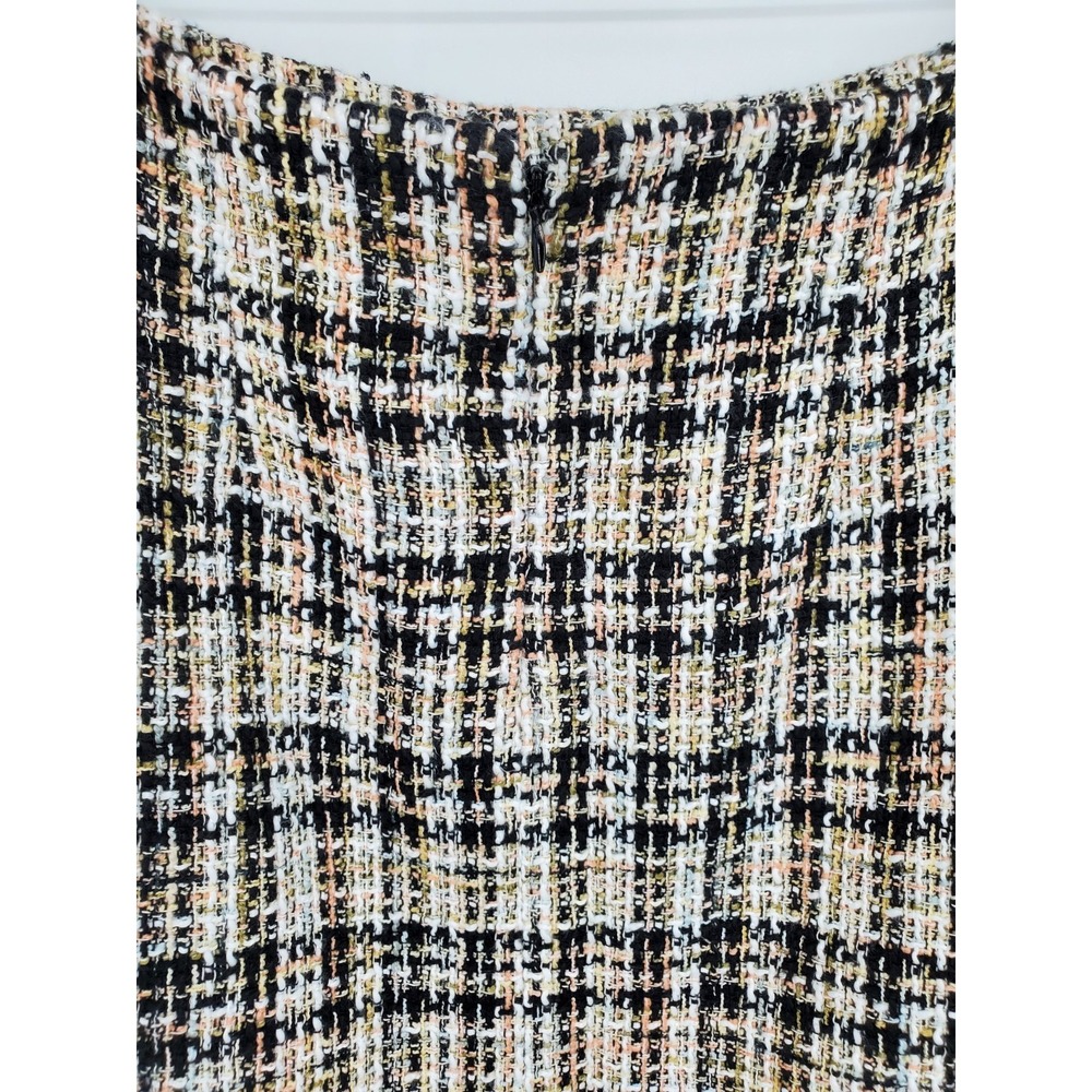Calvin Klein Tweed Lined Fringe Hem Pencil Skirt Size 16 Black Beige Pink New - Picture 7 of 9